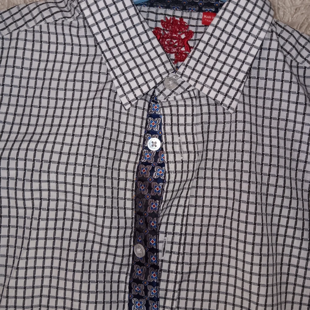 English Laundry Boys Blue Checkered Print Button Up Long Sleeve SZ 14
